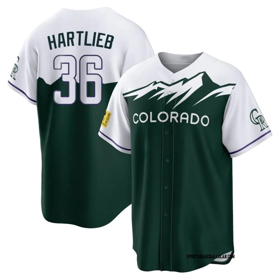 Geoff Hartlieb Men's Colorado Rockies Green Replica 2022 City Connect Jersey