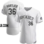 Geoff Hartlieb Men's Colorado Rockies White Authentic Home Jersey