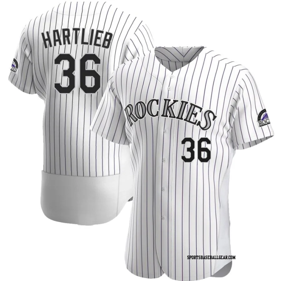 Geoff Hartlieb Men's Colorado Rockies White Authentic Home Jersey