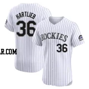 Geoff Hartlieb Men's Colorado Rockies White Elite Home Jersey