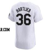 Geoff Hartlieb Men's Colorado Rockies White Elite Home Jersey