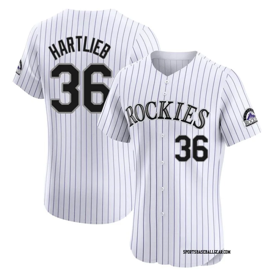 Geoff Hartlieb Men's Colorado Rockies White Elite Home Jersey