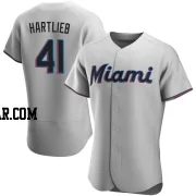 Geoff Hartlieb Men's Miami Marlins Gray Authentic Road Jersey