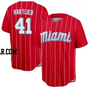 Geoff Hartlieb Men's Miami Marlins Red Replica 2021 City Connect Jersey