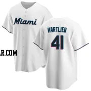 Geoff Hartlieb Men's Miami Marlins White Replica Home Jersey