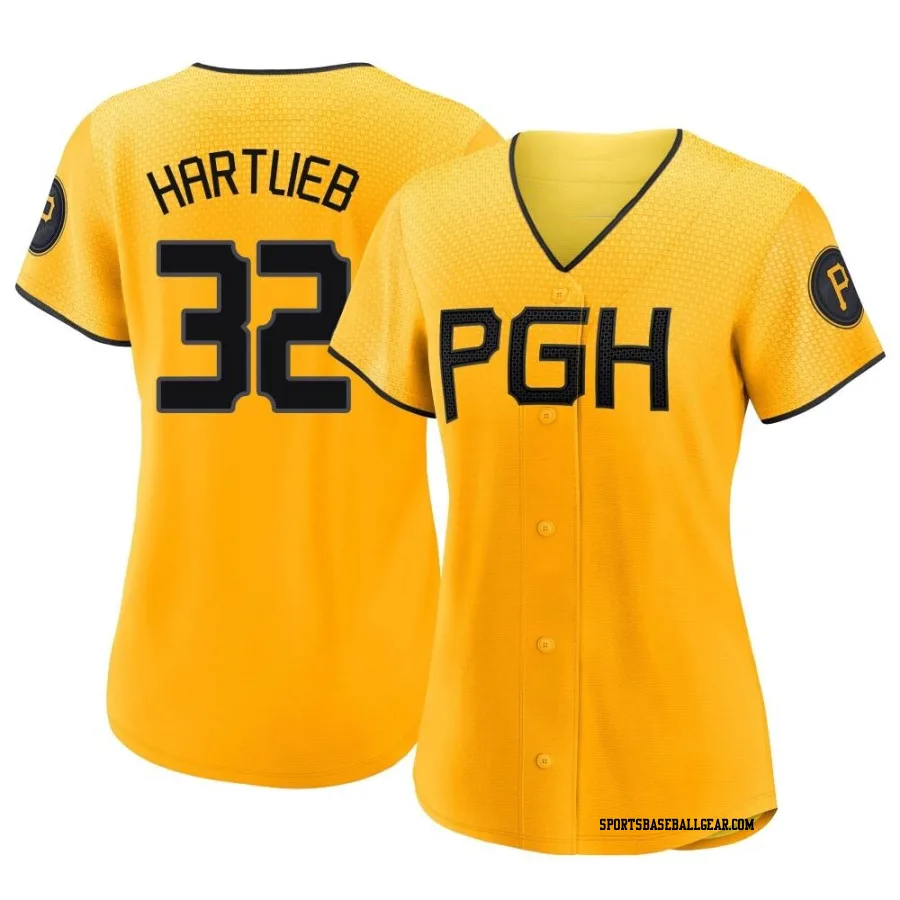 Geoff Hartlieb Women's Pittsburgh Pirates Gold Authentic 2023 City Connect Jersey