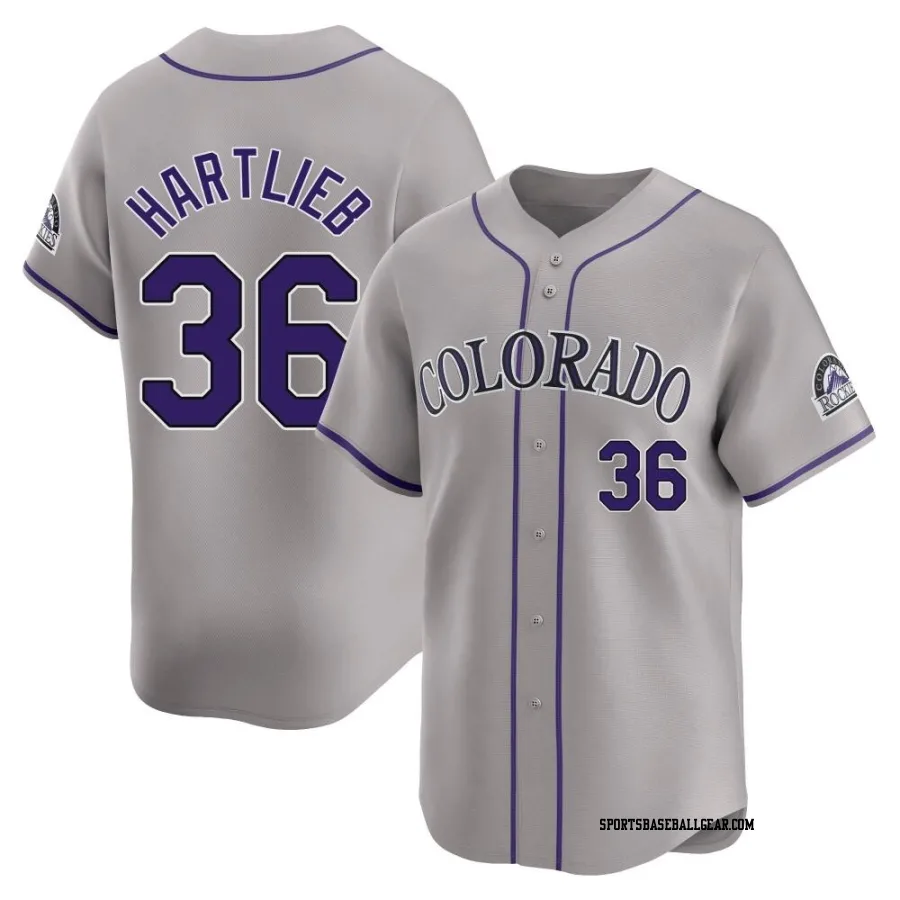 Geoff Hartlieb Youth Colorado Rockies Gray Limited Road Jersey