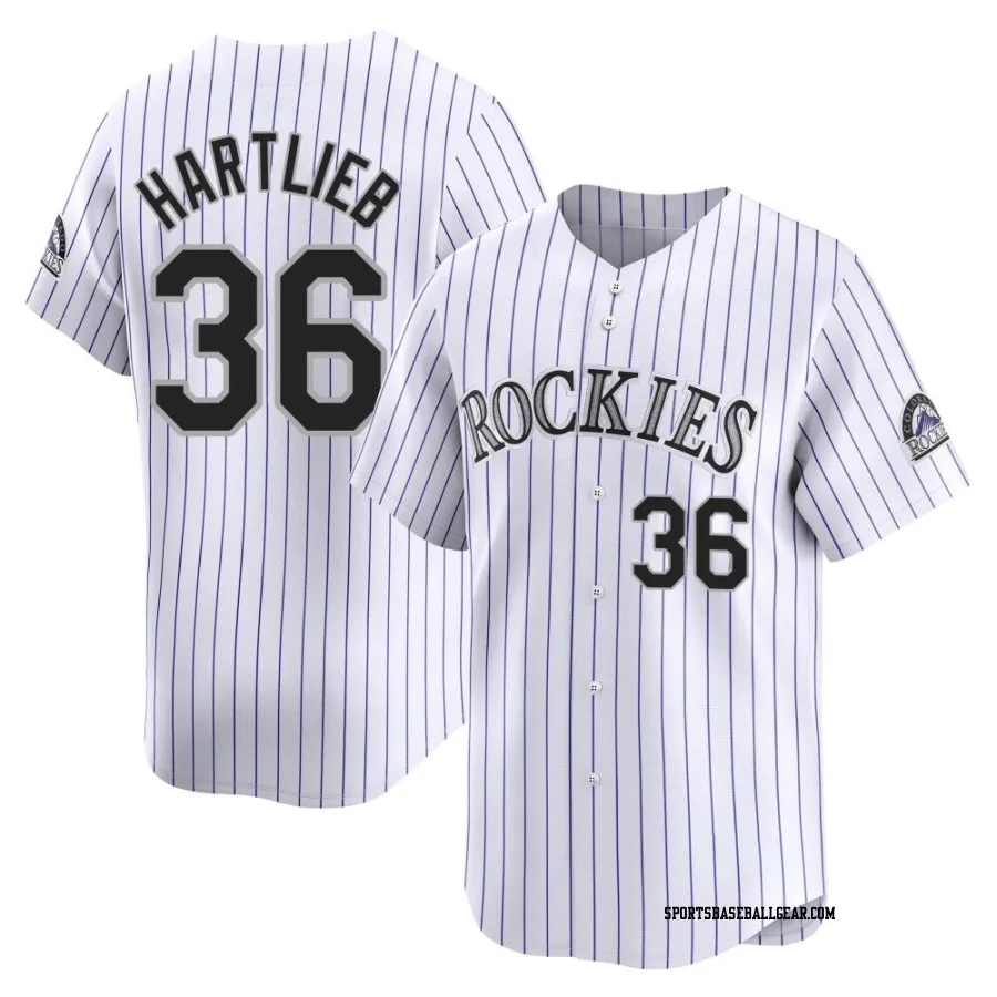 Geoff Hartlieb Youth Colorado Rockies White Limited Home Jersey