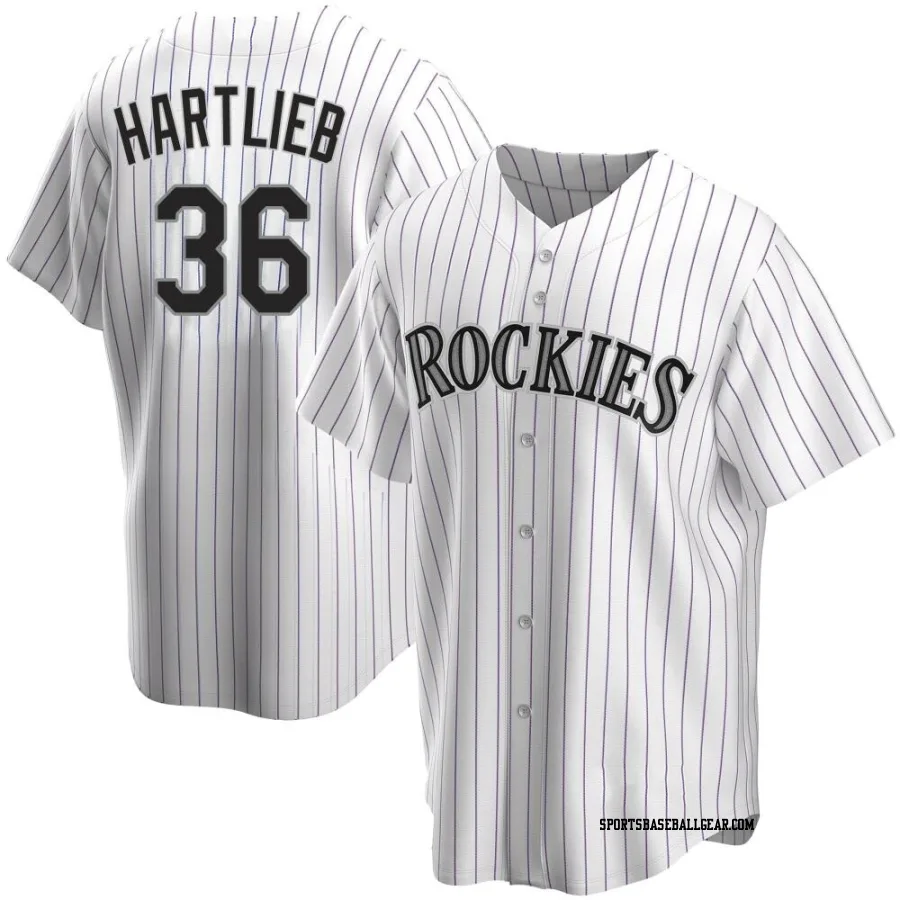 Geoff Hartlieb Youth Colorado Rockies White Replica Home Jersey