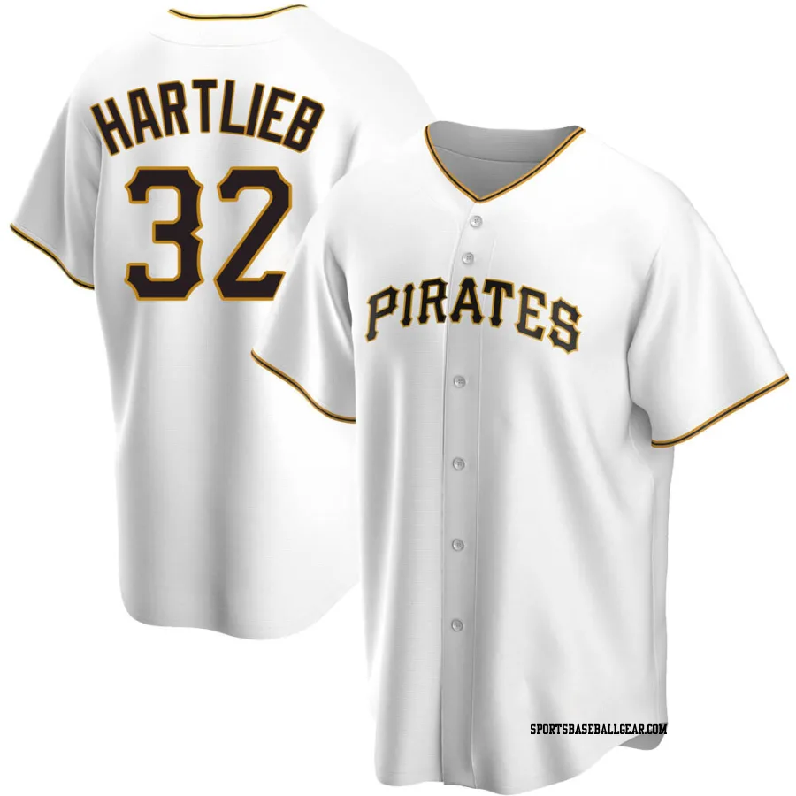 Geoff Hartlieb Youth Pittsburgh Pirates White Replica Home Jersey