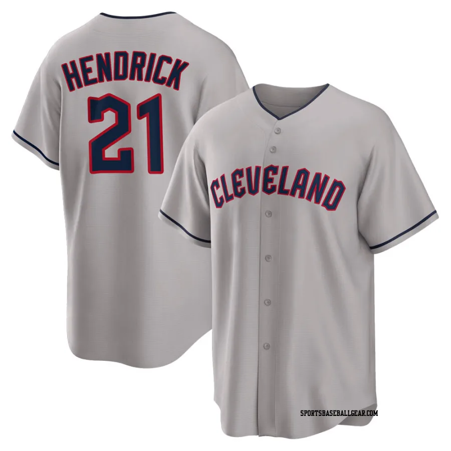 George Hendrick Men's Cleveland Guardians Gray Replica Road Jersey