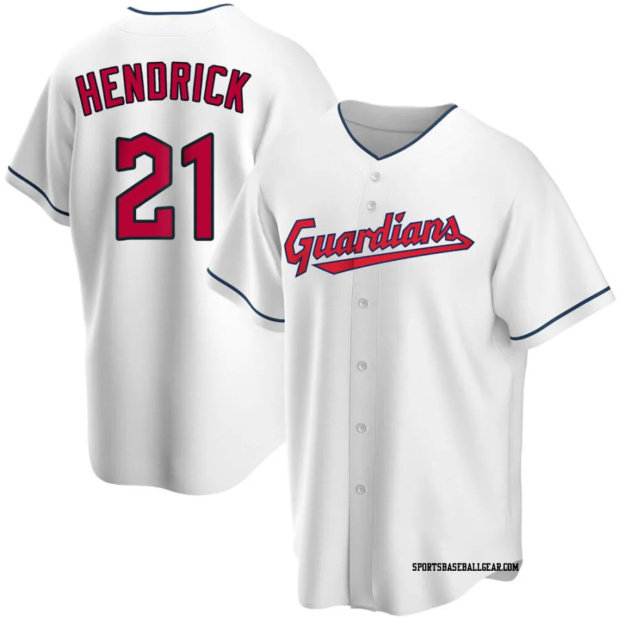 George Hendrick Men's Cleveland Guardians White Replica Home Jersey