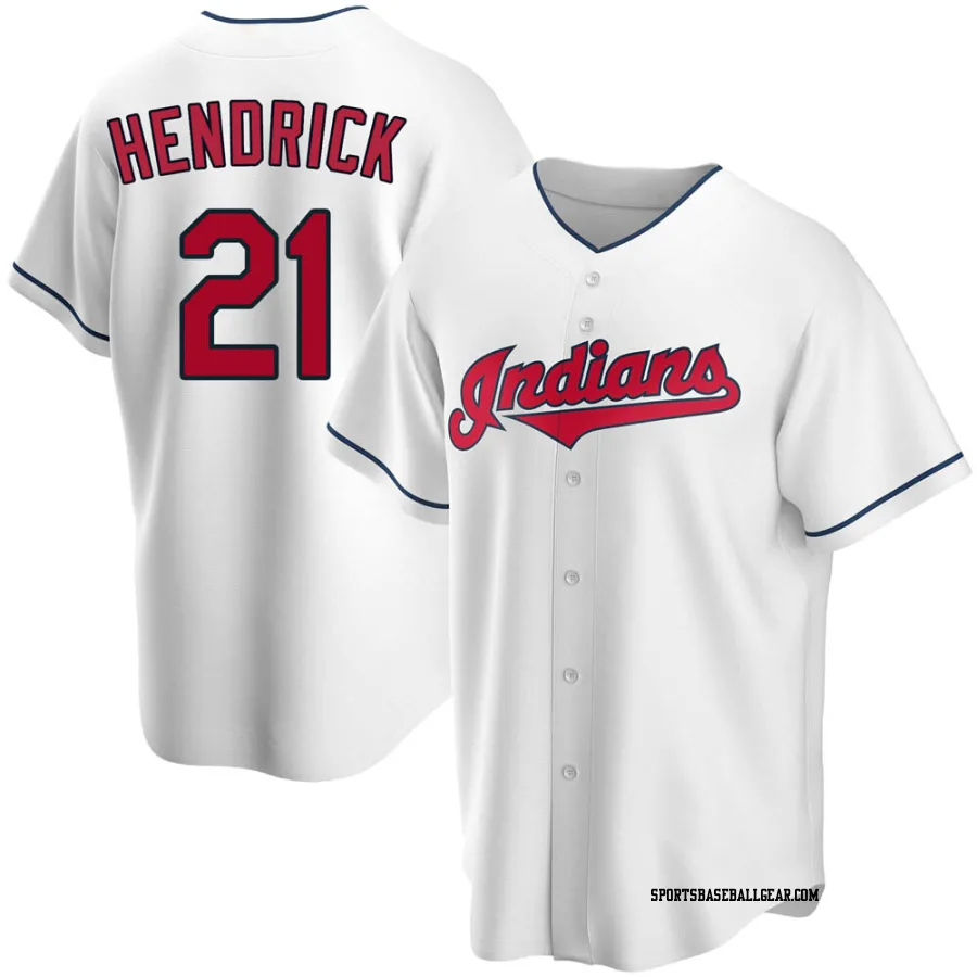 George Hendrick Men's Cleveland Guardians White Replica Home Jersey