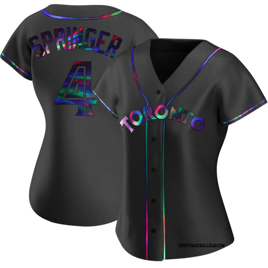 George Springer Women's Toronto Blue Jays Black Holographic Replica Alternate Jersey