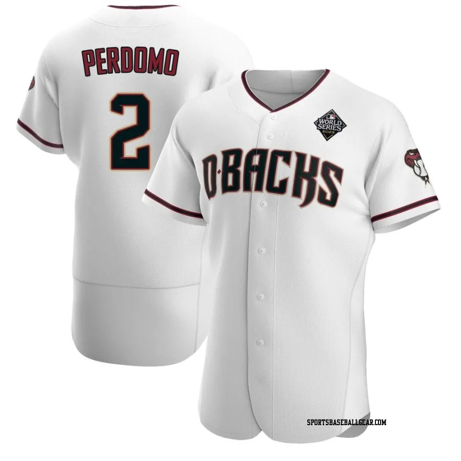 Geraldo Perdomo Men's Arizona Diamondbacks White Authentic Crimson Home 2023 World Series Jersey