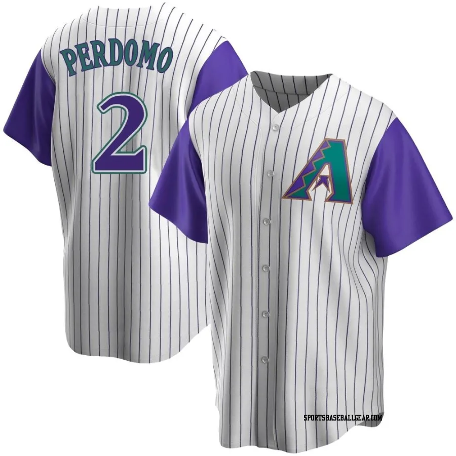 Geraldo Perdomo Youth Arizona Diamondbacks Cream/Purple Replica Alternate Cooperstown Collection Jersey