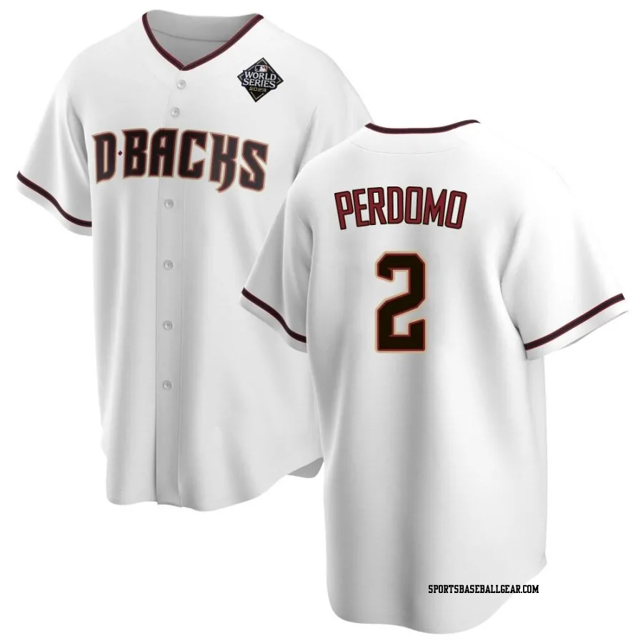 Geraldo Perdomo Youth Arizona Diamondbacks White Replica Home 2023 World Series Jersey