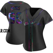 Gerardo Reyes Women's Los Angeles Angels Black Holographic Replica Alternate Jersey