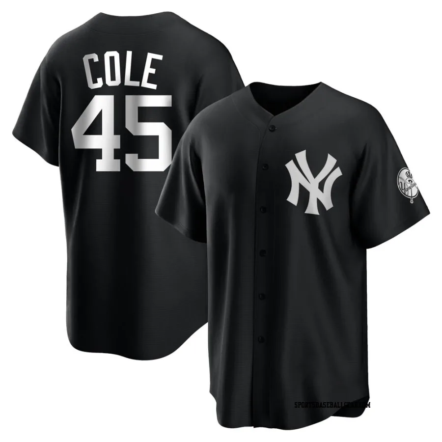 Gerrit Cole Men's New York Yankees Black/White Replica Jersey