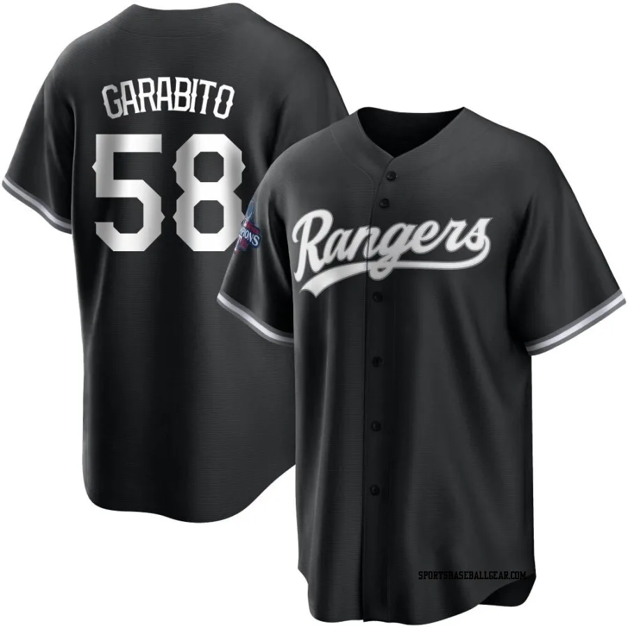 Gerson Garabito Men's Texas Rangers White Replica Black 2023 World Series Champions Jersey