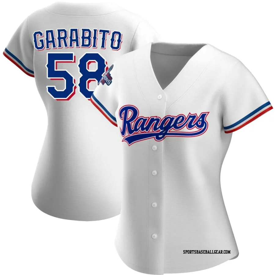 Gerson Garabito Women's Texas Rangers White Authentic Home 2023 World Series Champions Jersey