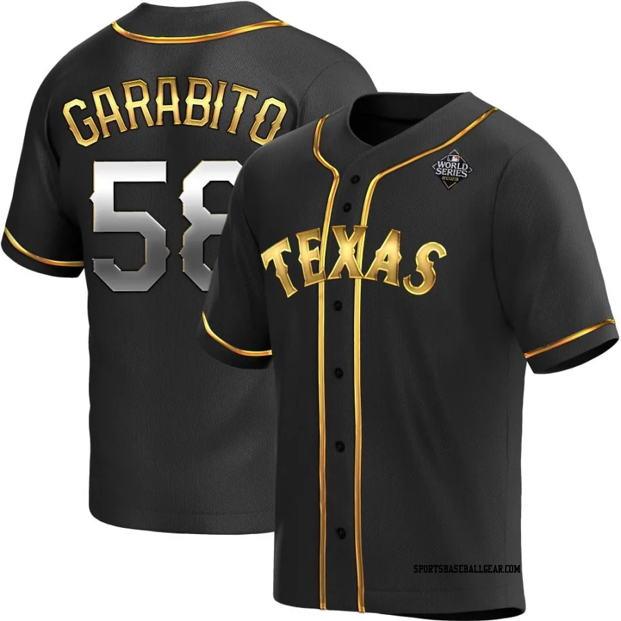 Gerson Garabito Youth Texas Rangers Black Golden Replica Alternate 2023 World Series Jersey