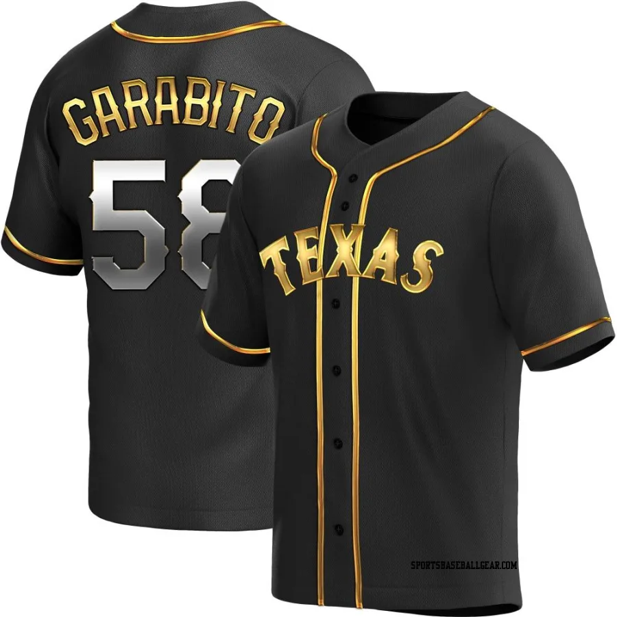 Gerson Garabito Youth Texas Rangers Black Golden Replica Alternate Jersey