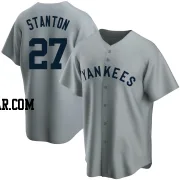 Giancarlo Stanton Men's New York Yankees Gray Replica Road Cooperstown Collection Jersey