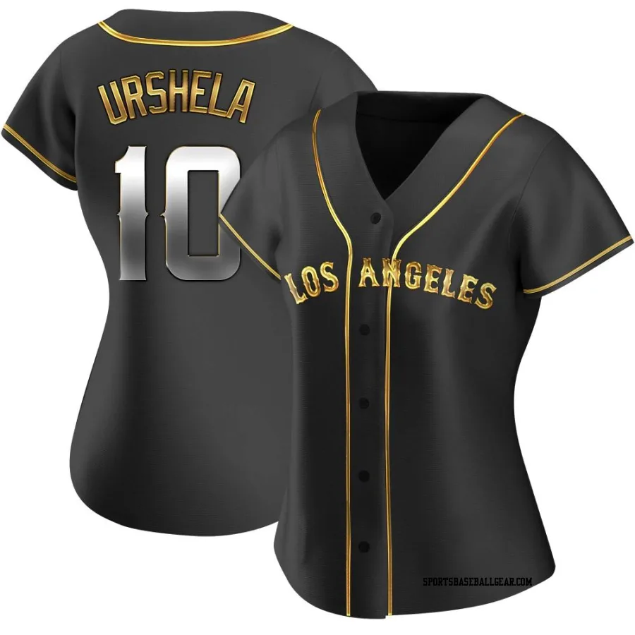 Gio Urshela Women's Los Angeles Angels Black Golden Replica Alternate Jersey