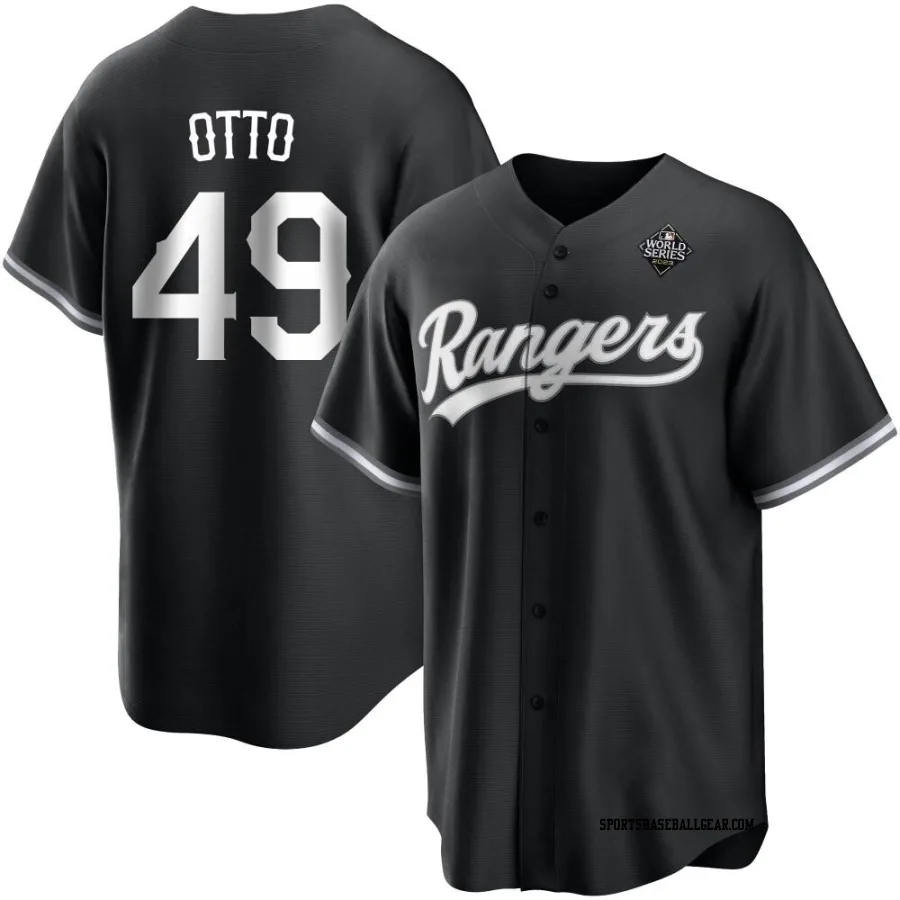 Glenn Otto Men's Texas Rangers White Replica Black 2023 World Series Jersey