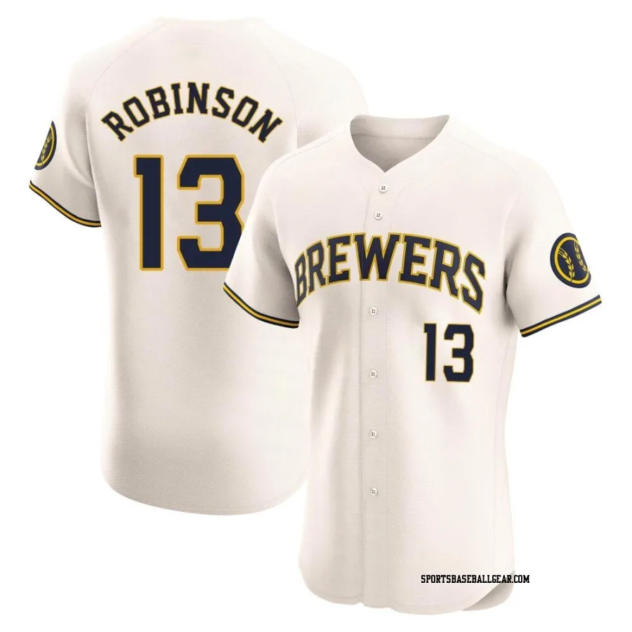 Glenn Robinson Men's Milwaukee Brewers Cream Elite Home Jersey