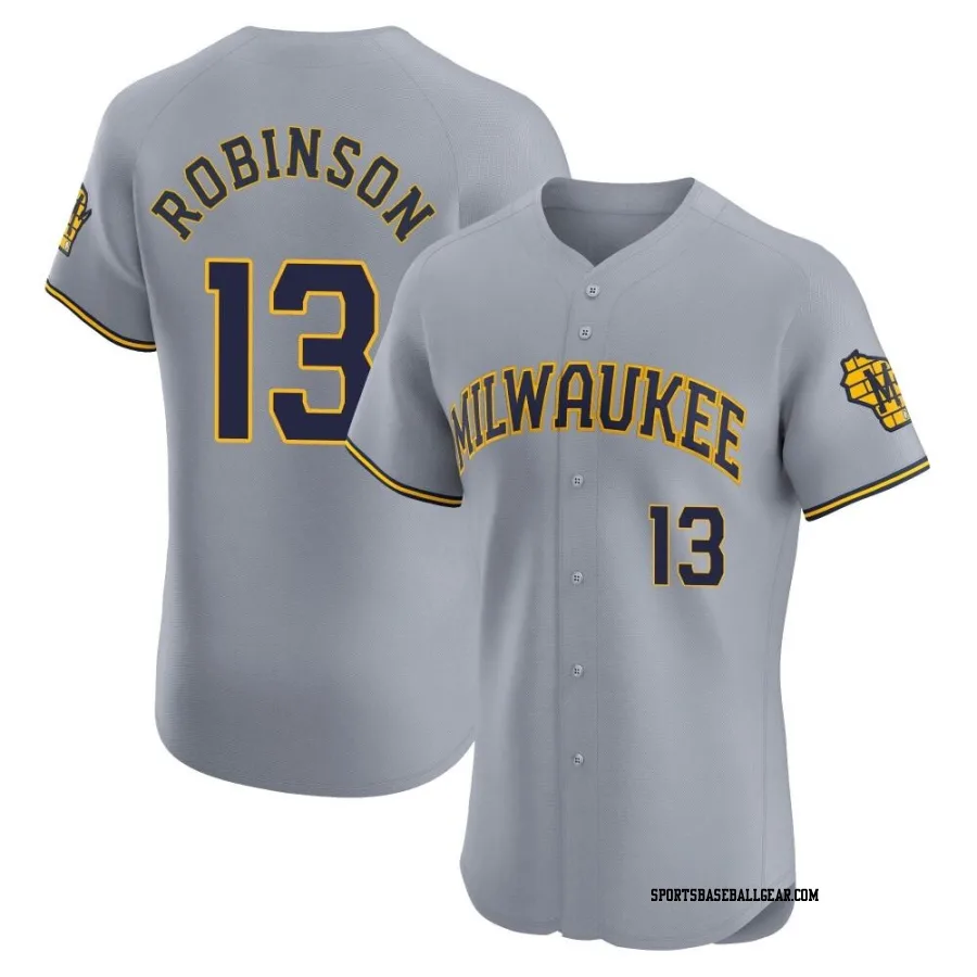 Glenn Robinson Men's Milwaukee Brewers Gray Elite Road Jersey