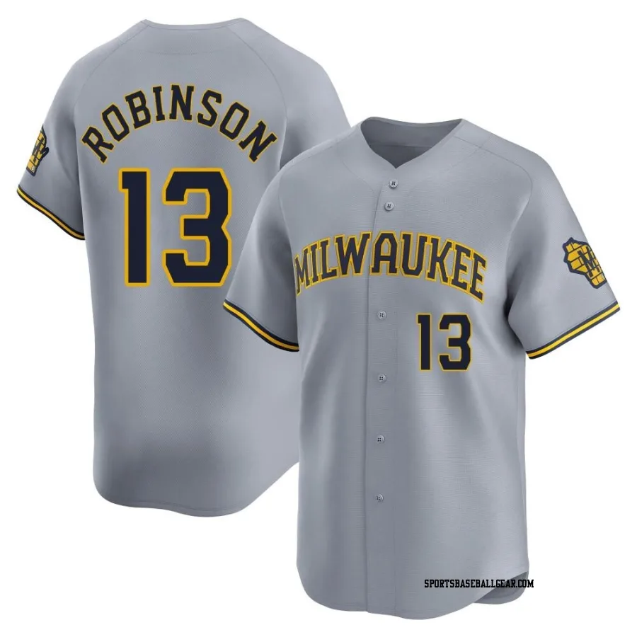 Glenn Robinson Men's Milwaukee Brewers Gray Limited Away Jersey