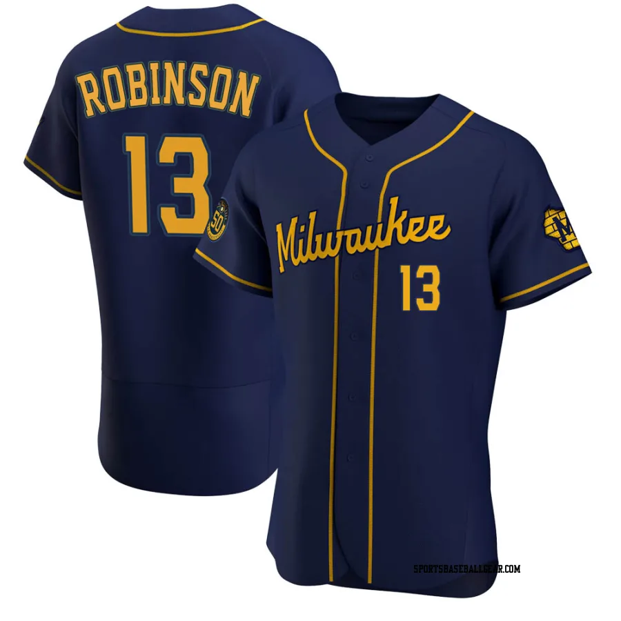 Glenn Robinson Men's Milwaukee Brewers Navy Authentic Alternate Jersey