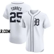 Gleyber Torres Men's Detroit Tigers White Elite Home Patch Jersey