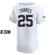 Gleyber Torres Men's Detroit Tigers White Elite Home Patch Jersey