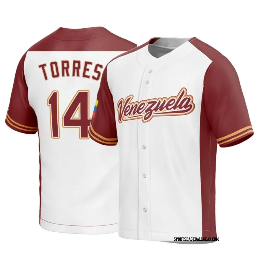 Gleyber Torres Men's Venezuela Baseball White Replica 2023 World Baseball Classic Jersey