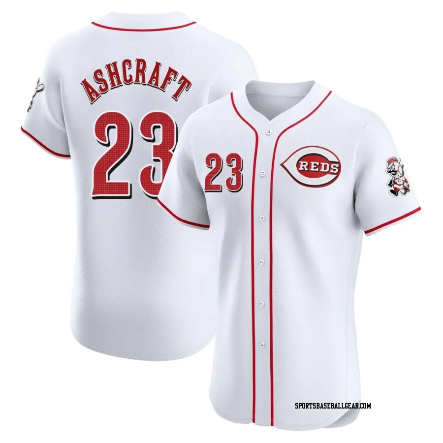 Graham Ashcraft Men's Cincinnati Reds White Elite Home Patch Jersey