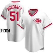 Graham Ashcraft Men's Cincinnati Reds White Replica Home Cooperstown Collection Jersey