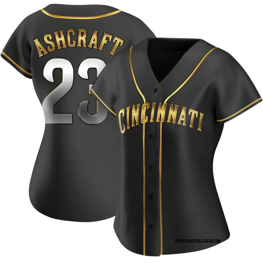 Graham Ashcraft Women's Cincinnati Reds Black Golden Replica Alternate Jersey