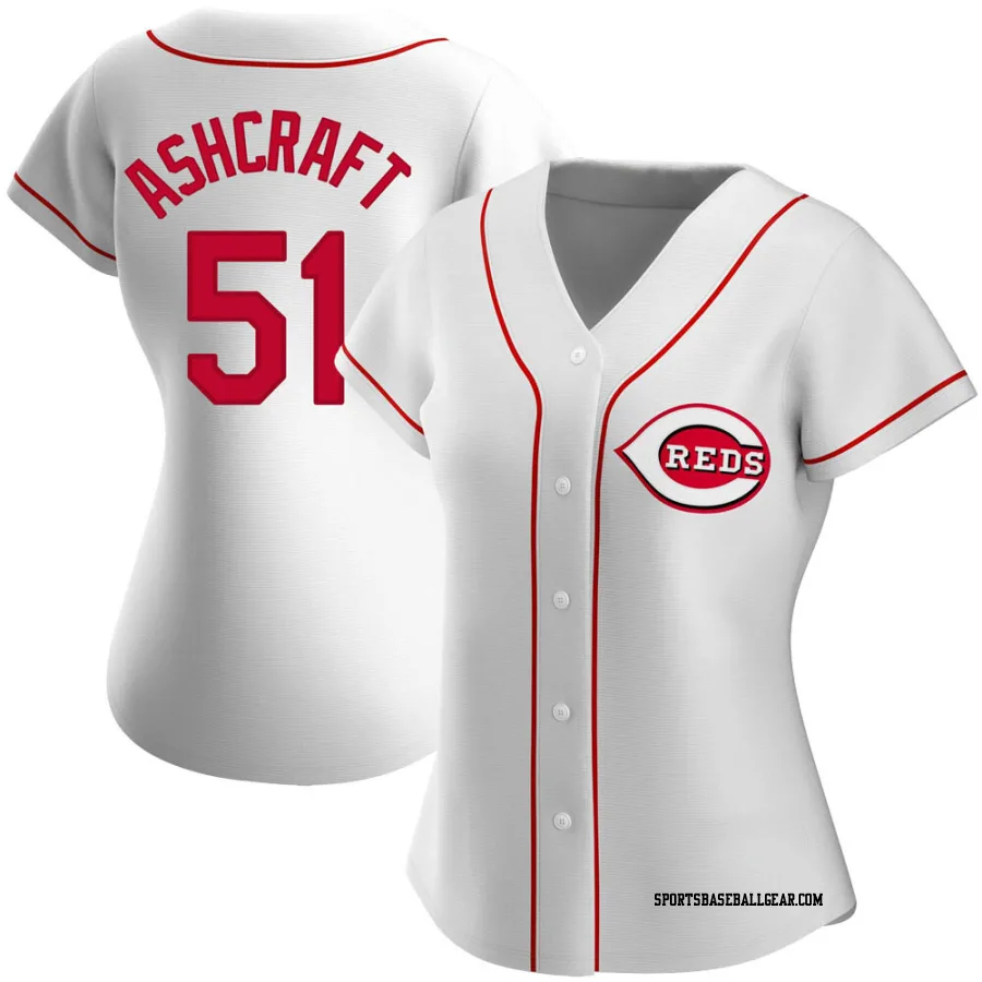 Graham Ashcraft Women's Cincinnati Reds White Replica Home Jersey