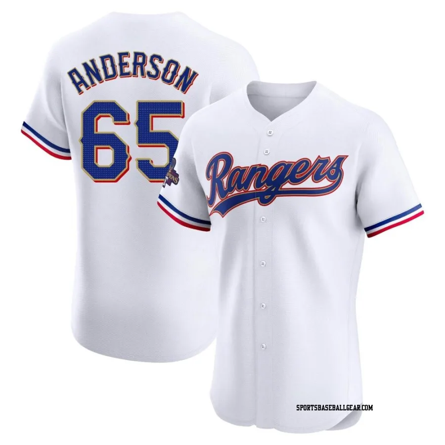 Grant Anderson Men's Texas Rangers Gold Elite White 2024 Collection Jersey