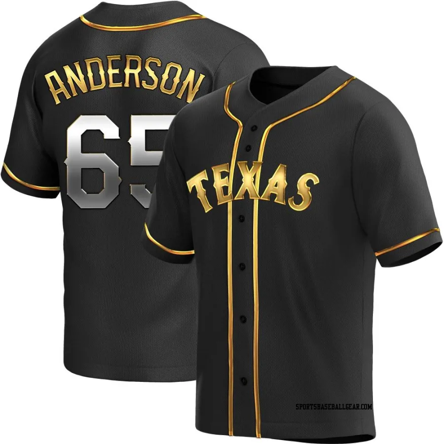 Grant Anderson Youth Texas Rangers Black Golden Replica Alternate Jersey