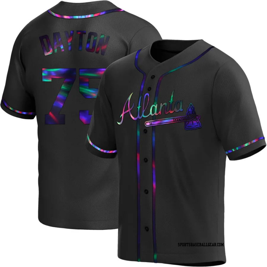 Grant Dayton Youth Atlanta Braves Black Holographic Replica Alternate Jersey