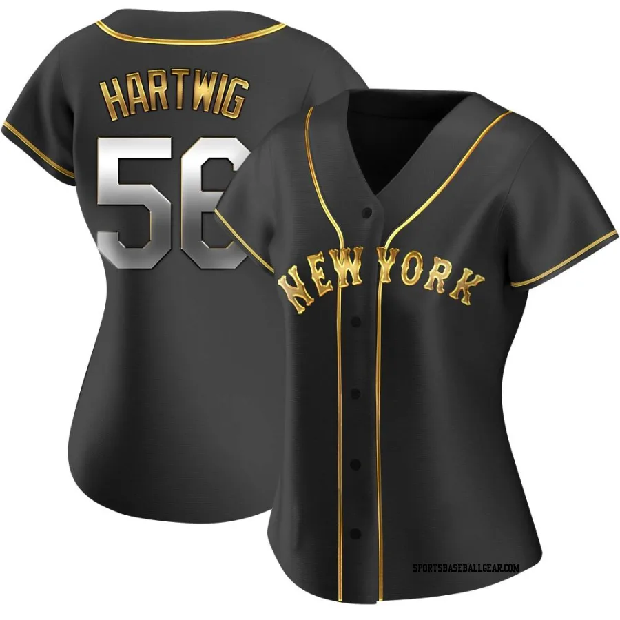 Grant Hartwig Women's New York Mets Black Golden Replica Alternate Jersey