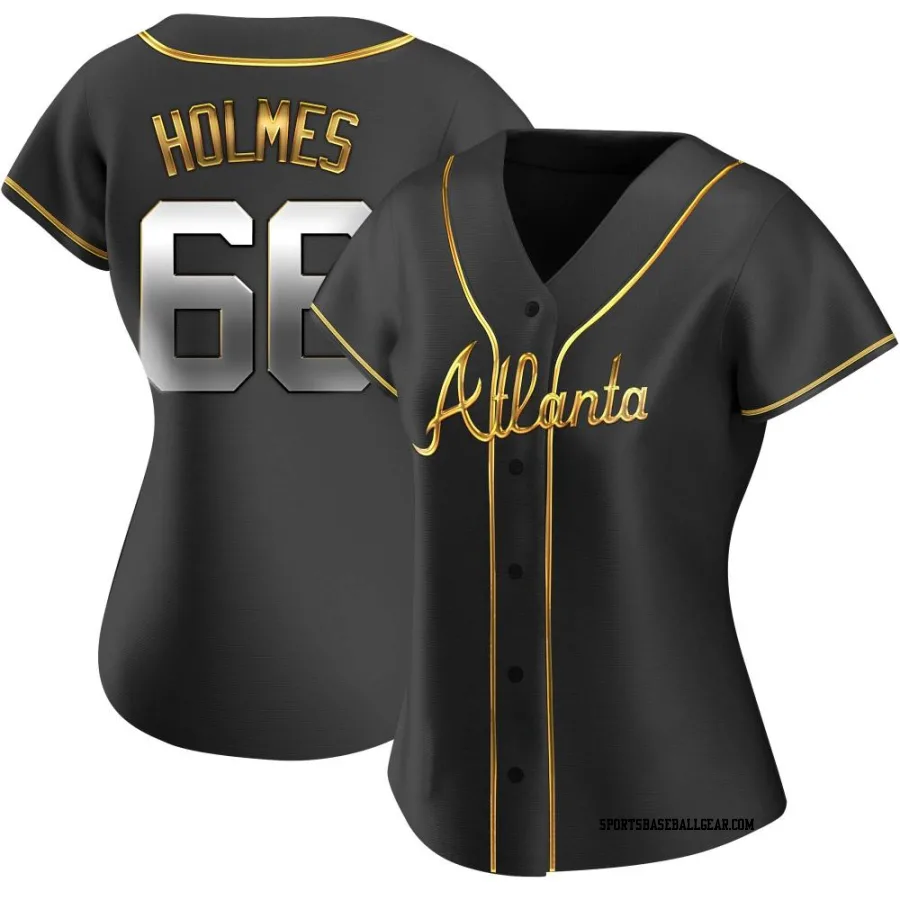 Grant Holmes Women's Atlanta Braves Black Golden Replica Alternate Jersey