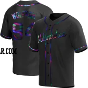 Grant Wolfram Men's Milwaukee Brewers Black Holographic Replica Alternate Jersey