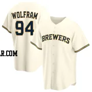 Grant Wolfram Men's Milwaukee Brewers Cream Replica Home Jersey