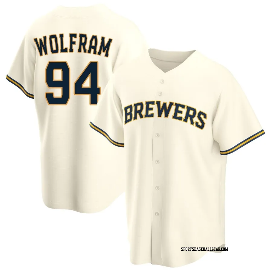 Grant Wolfram Men's Milwaukee Brewers Cream Replica Home Jersey