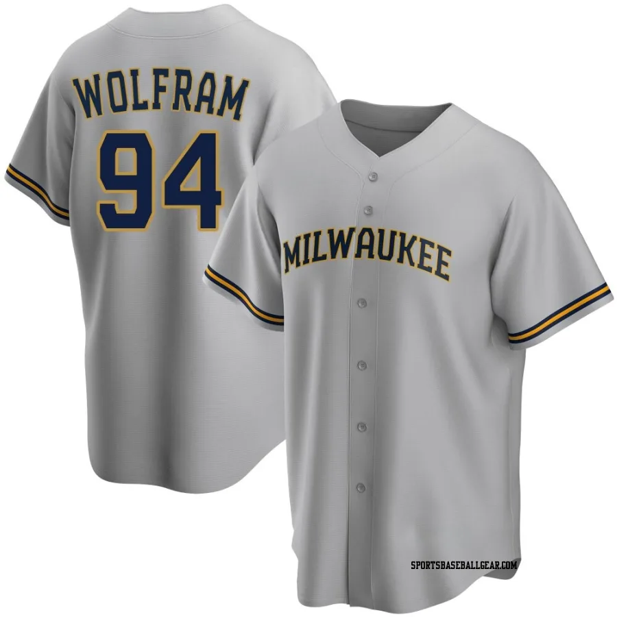 Grant Wolfram Men's Milwaukee Brewers Gray Replica Road Jersey